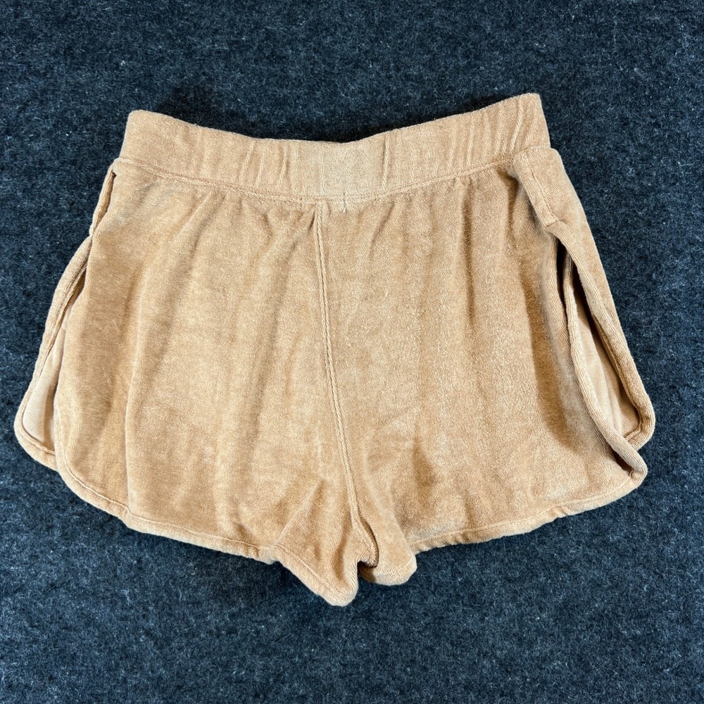 Free People Shorts Womens Small Tan Terry Cloth Dolphin Hem High Waist Summer